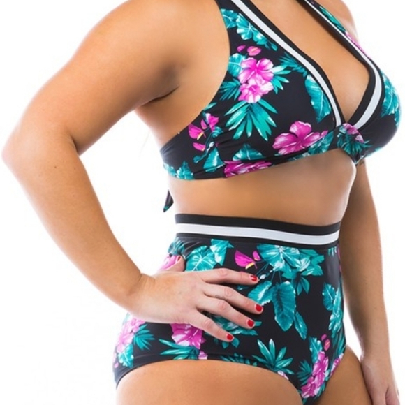 Tropical High Waisted Two Piece Swimsuit - Picture 7 of 10